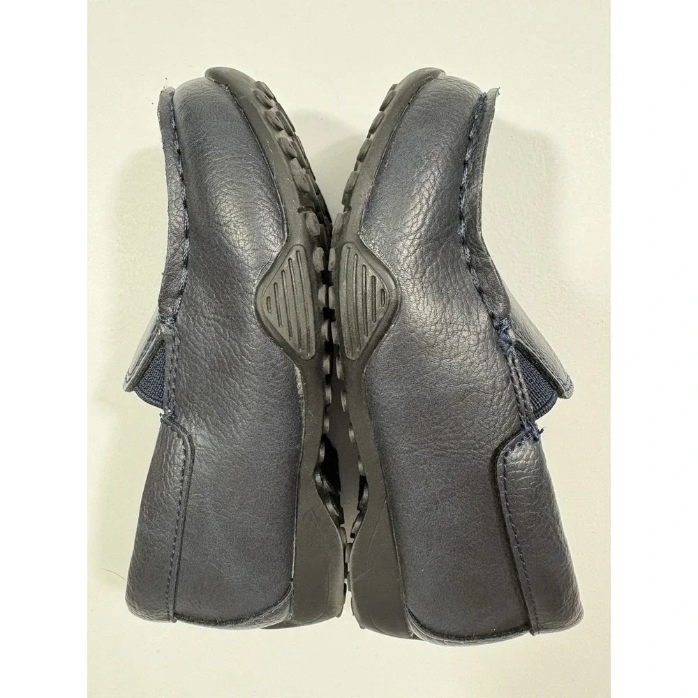 The Children's Place Boys Navy Blue Faux Leather Slip On Loafers Dress Shoes 8T